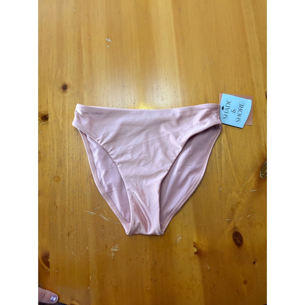 Shade & Shore Mauve Pink Shimmer High Leg Bikini Bottoms Size XS NEW